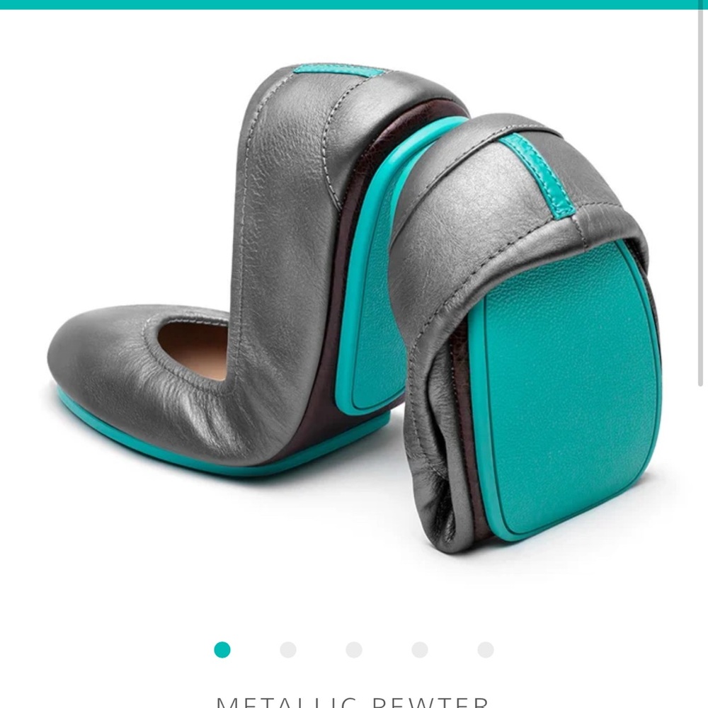 Tieks Metallic Pewter Foldable Flats Size 10